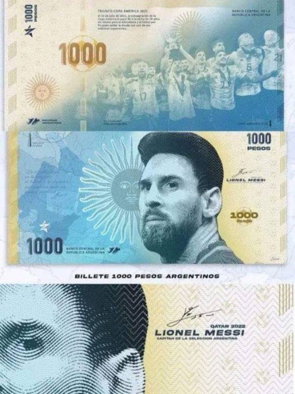 Mata uang bergambar Lionel Messi./Twitter