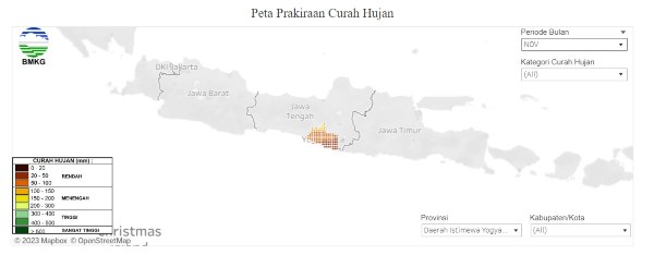 Peta prakiraan curah hujan./Istimewa-BMKG Yogyakarta