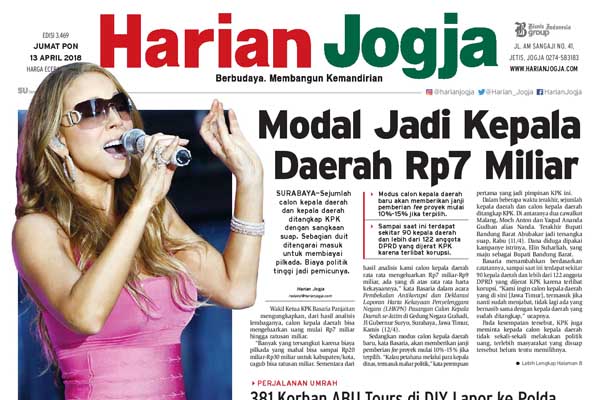 HARIAN JOGJA HARI INI : Modal Jadi Kepala Daerah Rp7 Miliar