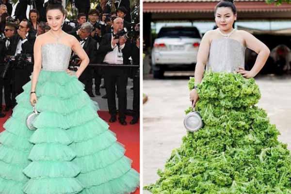 Kocak, Begini Jadinya Kalau Busana Mewah Para Artis Dibikin Versi Makanan