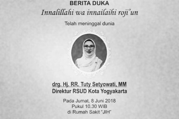 KABAR DUKA: Direktur RSUD Kota Jogja Berpulang