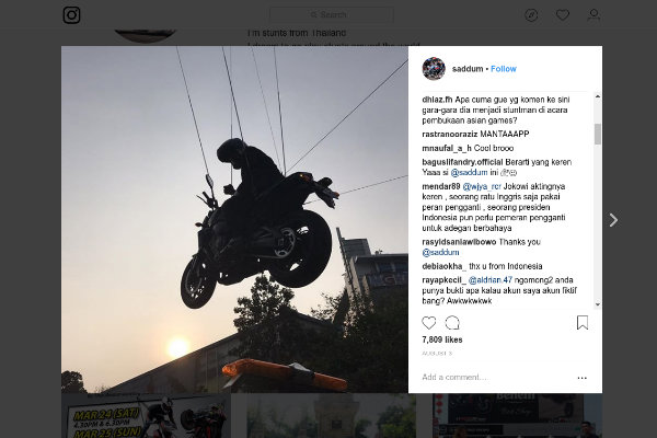 Inikah Sosok Stuntman yang Memerankan Jokowi Naik Moge dalam Pembukaan Asian Games?