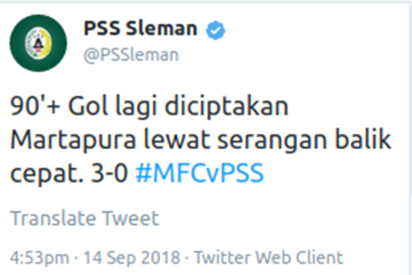 Martapura FC Pukul PSS Sleman 3-0 di Kandang, Satu Gol Dicetak Oleh Mantan Pemain Seleksi PSIM Jogja