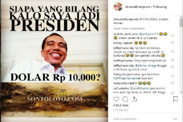 Ahmad Dhani Pasang Meme Jokowi : PKI Milenial Silakan Komen