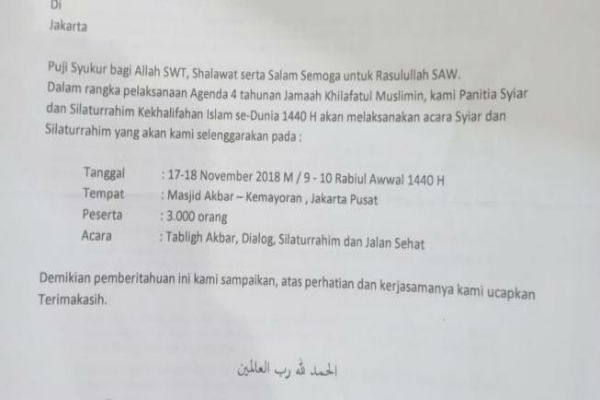 Ditolak di Bogor karena Diduga Berbau HTI, Acara Kekhalifahan Islam se-Dunia Pindah ke Jakarta
