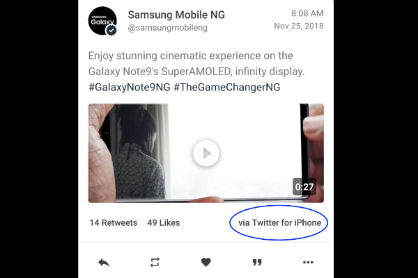 Blunder, Samsung Cuit Promosi Galaxy Note 9 Pakai iPhone