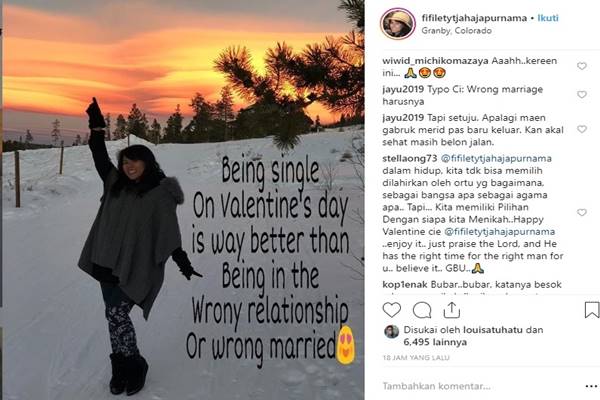 Valentine, Adik BTP Unggah Foto Tulisan Lajang di Hari Kasih Sayang. Menyindir?
