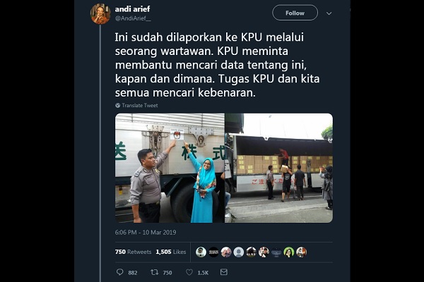 Foto Kontainer Beraksara Asing di Twitter Andi Arief: Warganet Menyebutnya Huruf Kanji, Bukan China