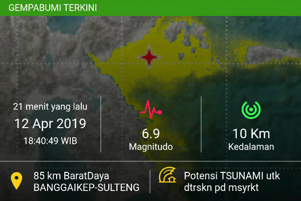 Gempa Bumi 6,9 SR Guncang Banggai Kepulauan