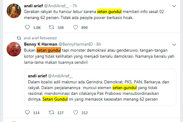 Gara-Gara Setan Gundul, 2 Politikus Pendukung Prabowo Saling Tuding