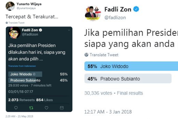 Ternyata, Fadli Zon Sudah Prediksi Angka Kemenangan Jokowi 