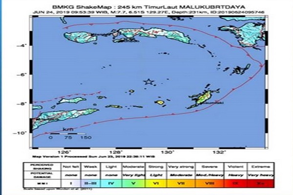Gempa Magnitudo 7,4 Guncang Maluku Tenggara