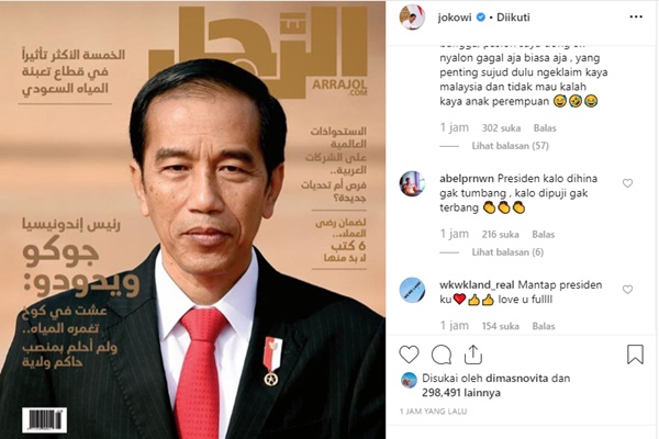 Bahas Demokrasi hingga Dana Desa, Jokowi Posting Sampul Majalah Arab Arrajol