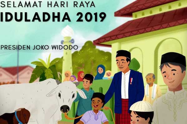  Jokowi Unggah Foto Animasi Iduladha, Warganet: Itu yang Baju Ungu Jan Ethes?