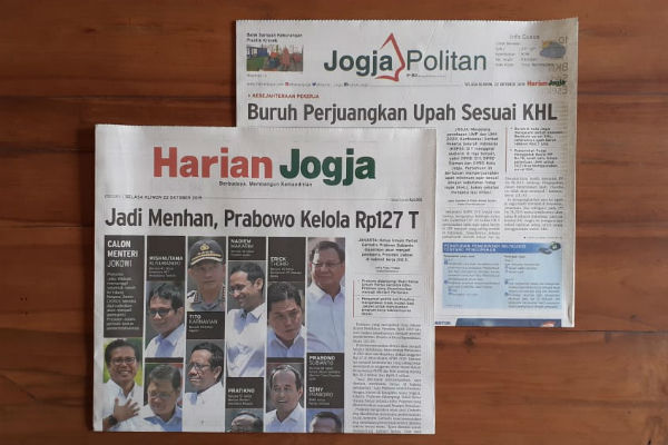HARIAN JOGJA HARI INI: Jadi Menhan, Prabowo Kelola Rp127 Triliun