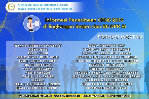 DPR RI Buka Penerimaan CPNS 2019, Ini Formasinya