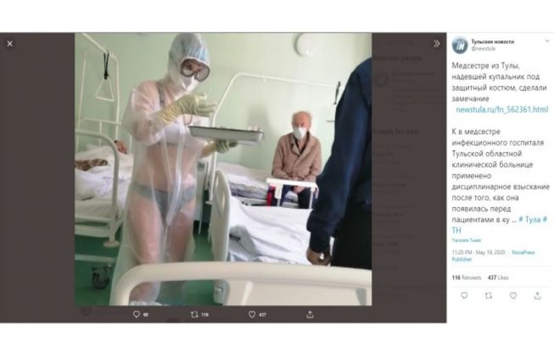 Kepanasan Pakai APD Saat Rawat Pasien Covid-19, Perawat Rusia Hanya Kenakan Bikini