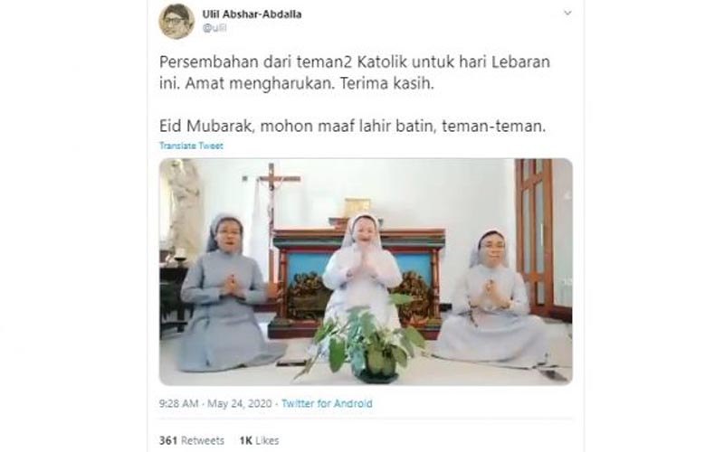 Viral Video Biarawati Nyanyi Idulfitri, Intelektual NU Terharu