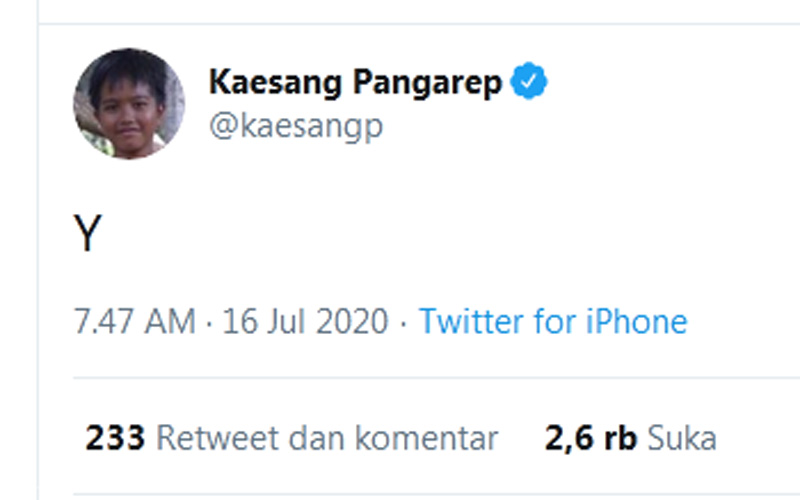 Anak Presiden Memang Beda, Hanya Nge-tweet Satu Huruf, Kaesang Dapat 2.500 Suka