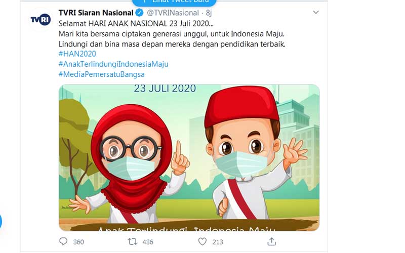 Pasang Poster Hari Anak Nasional Bergambar Siswa SD Berpeci dan Siswi Berjilbab, TVRI Diprotes Warganet