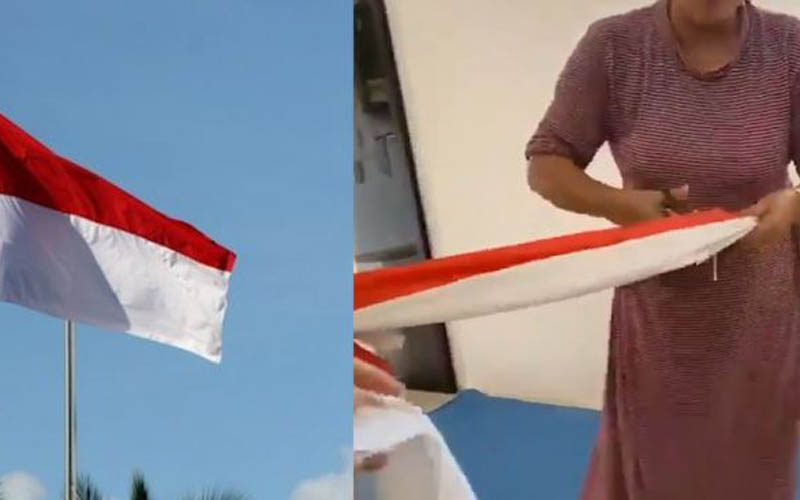 Viral Video Emak-emak Gunting Bendera Merah Putih, Ternyata karena Jengkel Anak