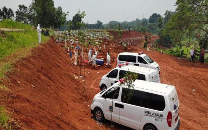 Pemakaman Protap Covid-19 di Pondok Rangon Capai 42 Sehari, Ambulan Antre di Depan Makam