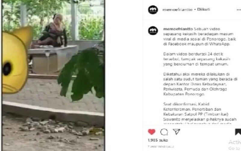 Viral Video Sejoli Bercumbu di Taman