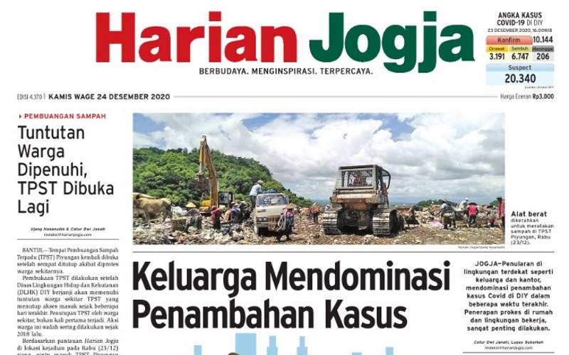 HARIAN JOGJA HARI INI: Keluarga Dominasi Penambahan Kasus