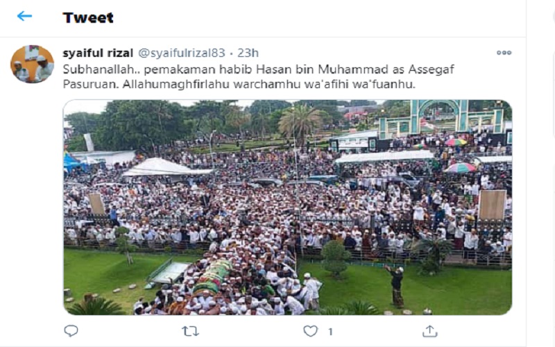 Timbulkan Kerumunan, Pemakaman Habib Hasan di Pasuruan Menuai Sorotan 
