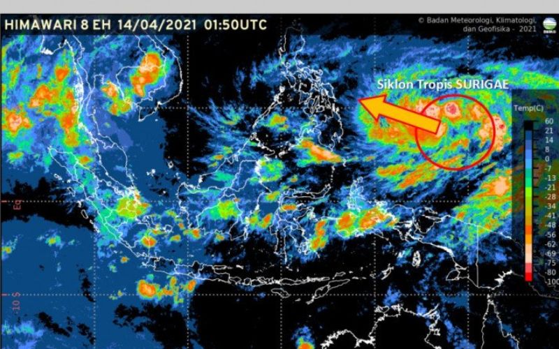 Menurut BMKG, Siklon Tropis Surigae Berkembang Jadi Topan Besok Lusa