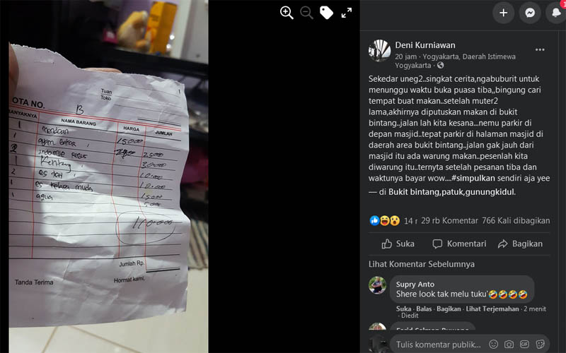 Viral Makan di Bukit Bintang Habis Rp110.000, Warganet Pro dan Kontra