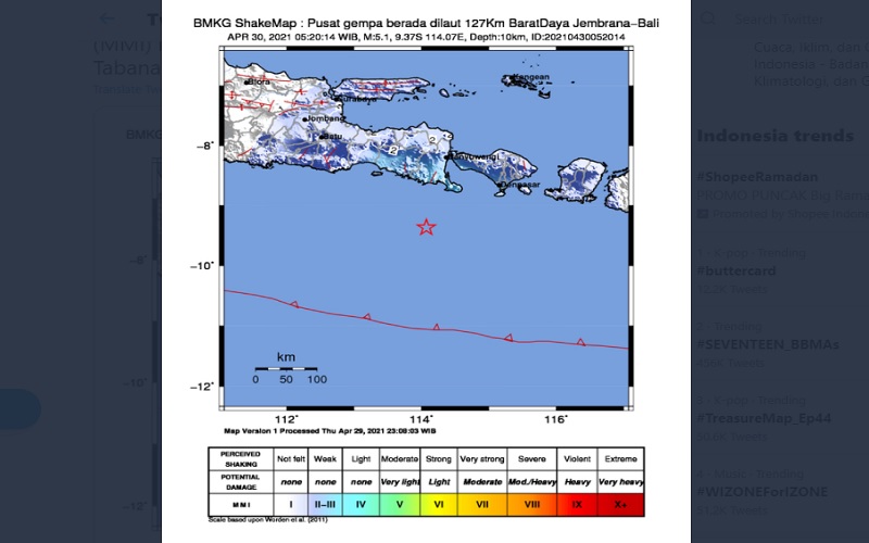 Bali Diguncang Gempa M 5,1, Ini Kata BMKG..