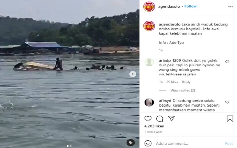 Perahu Tenggelam di Kedungombo Diduga karena Kelebihan Muatan