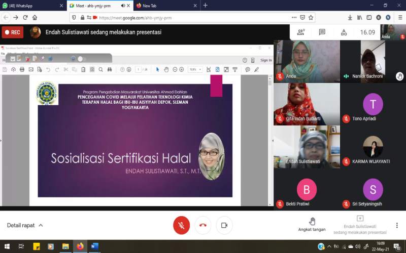 Tim Pengabdian Teknik Kimia UAD Gelar Sosialisasi Sertifikasi Halal bagi Ibu-Ibu PCA Aisyiyah Depok Sleman