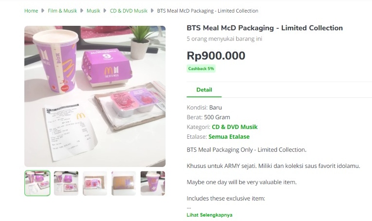 Demam Korea! Bungkus BTS Meal McD Dijual dengan Harga Tidak Masuk Akal