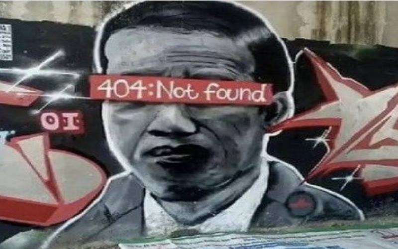 Viral Mural Mirip Jokowi dengan Mata Tertutup Tulisan '404: Not Found'
