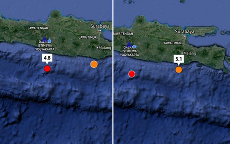 Tiga Gempa Terjadi di Laut Selatan Jawa, Dua di Antaranya Berpusat di Gunungkidul