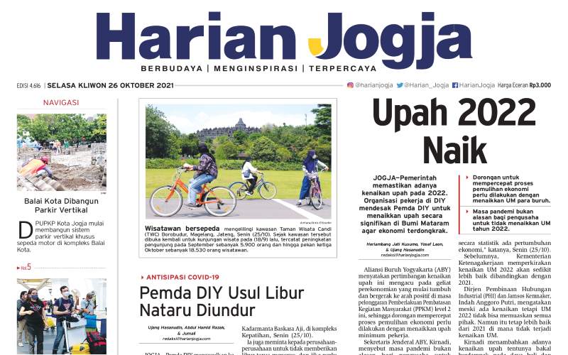 HARIAN JOGJA HARI INI: Upah 2022 Naik