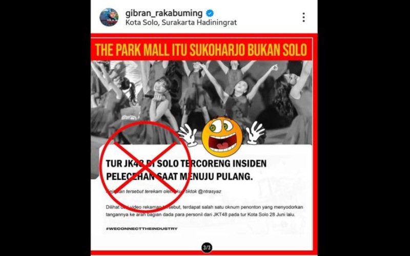 Viral Unggahan JKT48 Dilecehkan di Mal Solo, Gibran Geram