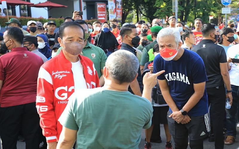 Lari Pagi bersama Istri di CFD, Ganjar Bertemu Jokowi