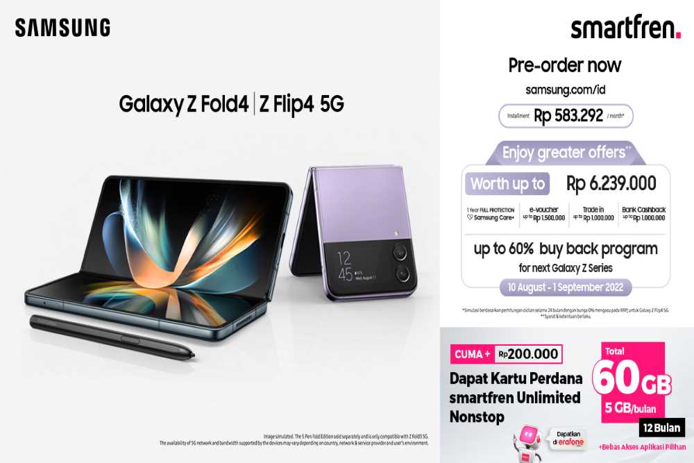 Smartfren Hadirkan Bundling Khusus Kartu Perdana Unlimited Nonstop 60 GB Samsung Galaxy Z Fold4 5G  Z Flip4 5G