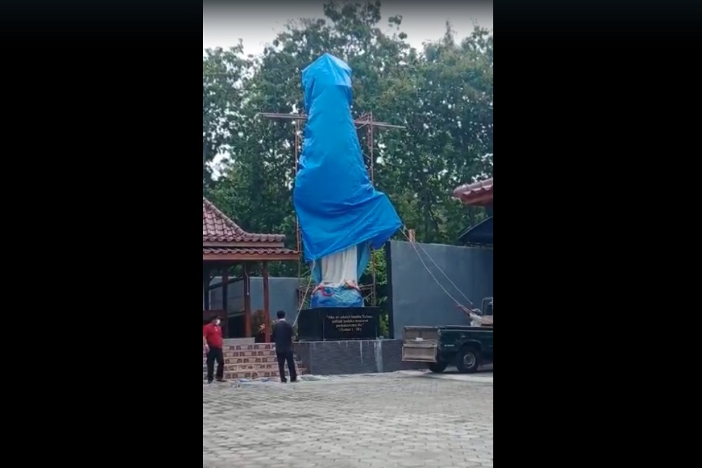 Viral Patung Bunda Maria di Kulonpogo Ditutup Terpal, Ini Penjelasan Polisi