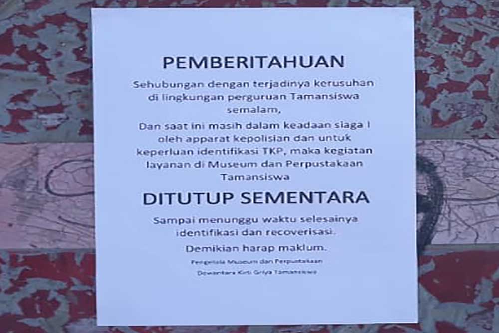 Imbas Tawuran di Jogja, Museum Dewantara Ditutup Sementara