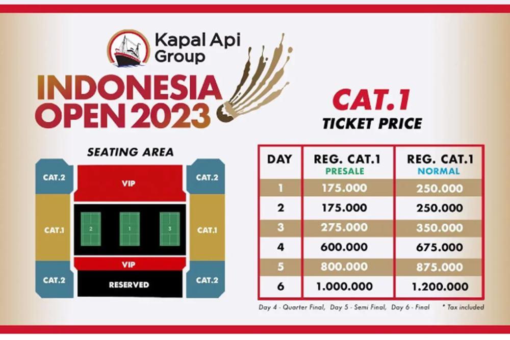 Indonesia Open 2023, Ini Daftar Lengkap Harga Tiket Semua Kategori sampai Final
