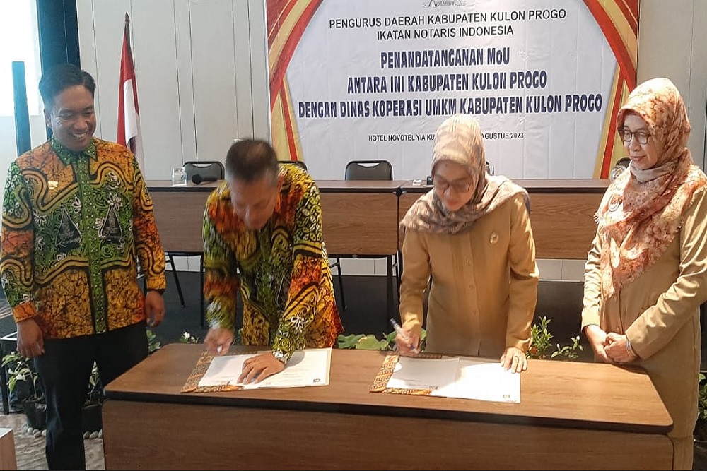 Dinas Koperasi UKM Kulonprogo Teken Kerja Sama dengan Ikatan Notaris Indonesia