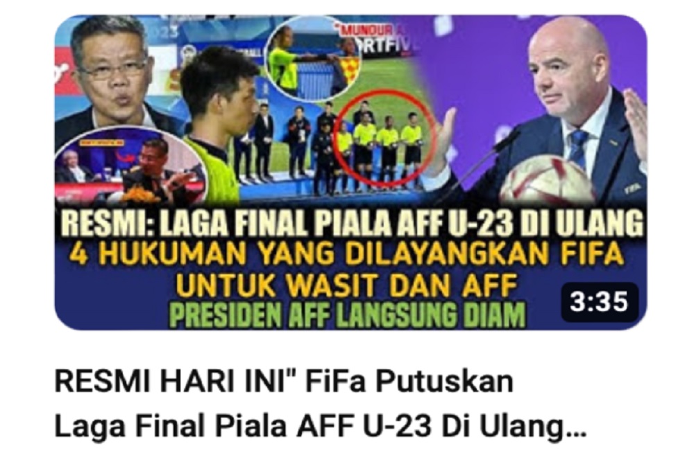 FIFA Memutuskan Pertandingan Final Piala AFF U-23 Diulang, Ini Faktanya