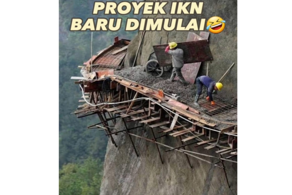 Beredar Foto Pekerja IKN Membuat Jalan di Tepi Tebing Curam dan Berbahaya, Ini Faktanya