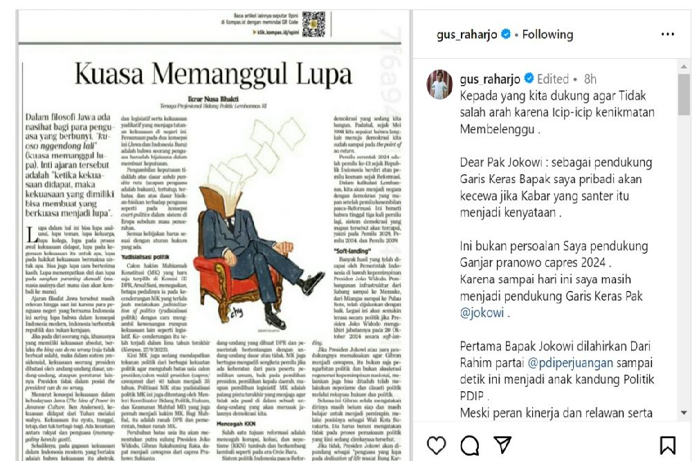 Santer Isu Politik Dinasti Terpa Jokowi, Ini Harapan Gus Raharjo
