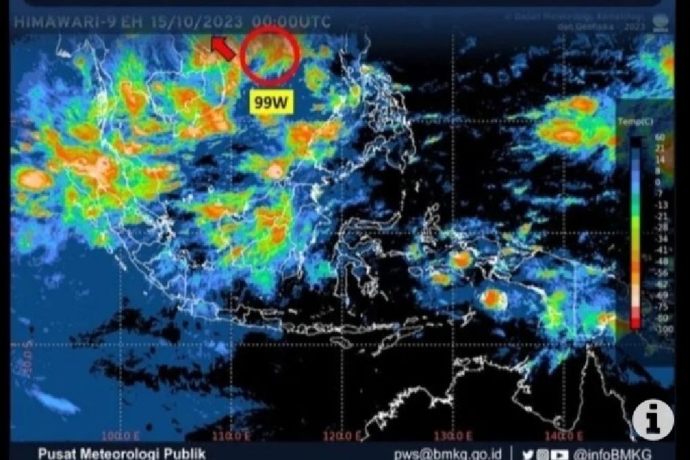 Waspada! Bibit Siklon Tropis 99W di Laut China Selatan Bisa Pengaruhi Cuaca di Indonesia