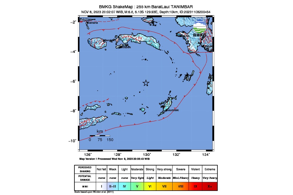Gempa Mag 6,8 Guncang Tanimbar Maluku
